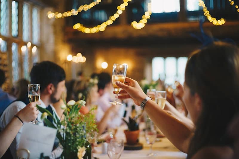 Champagne toast at a bachelorette celebration