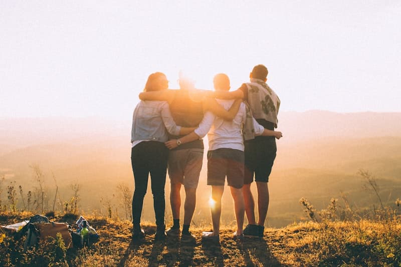 Friends standing together as a group