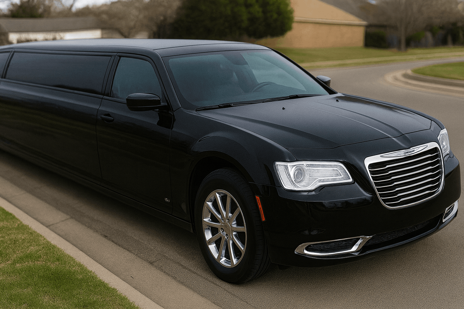 10 Passenger Limousine exterior view, available for rent in Fort Worth, TX