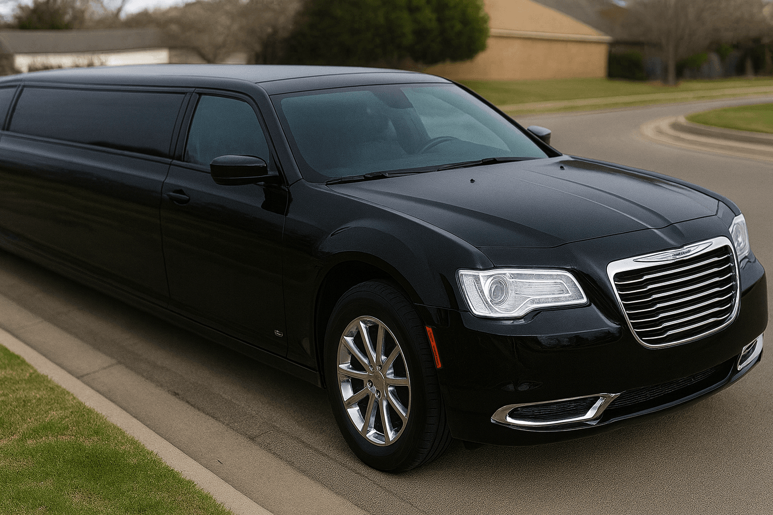 10 Passenger Limousine exterior, a limousine available for rent in Fort Worth, TX