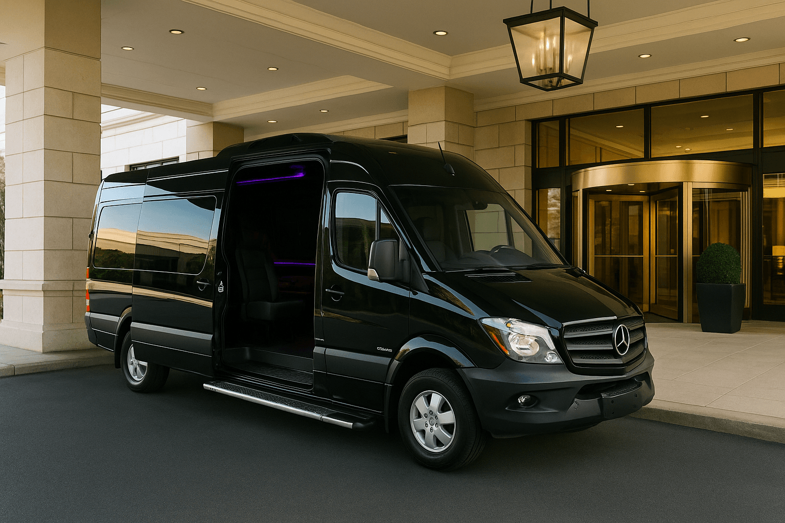 10 Passenger Limo Sprinter exterior, a limo sprinter available for rent in Fort Worth, TX