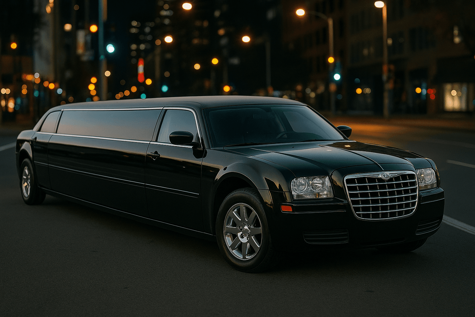 12 Passenger Limousine exterior view, available for rent in Fort Worth, TX