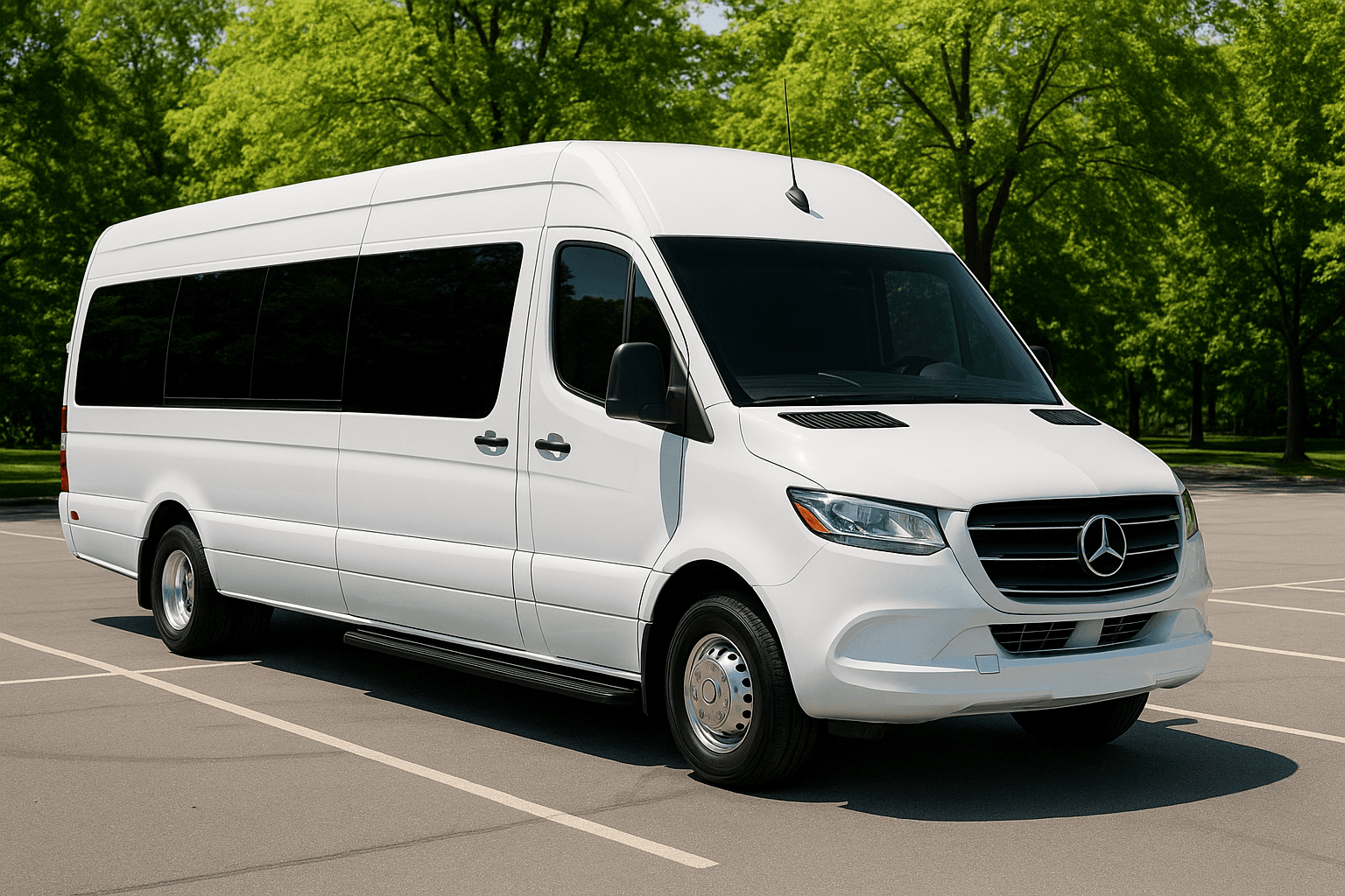 14 Passenger Limo Sprinter exterior, a limo sprinter available for rent in Fort Worth, TX