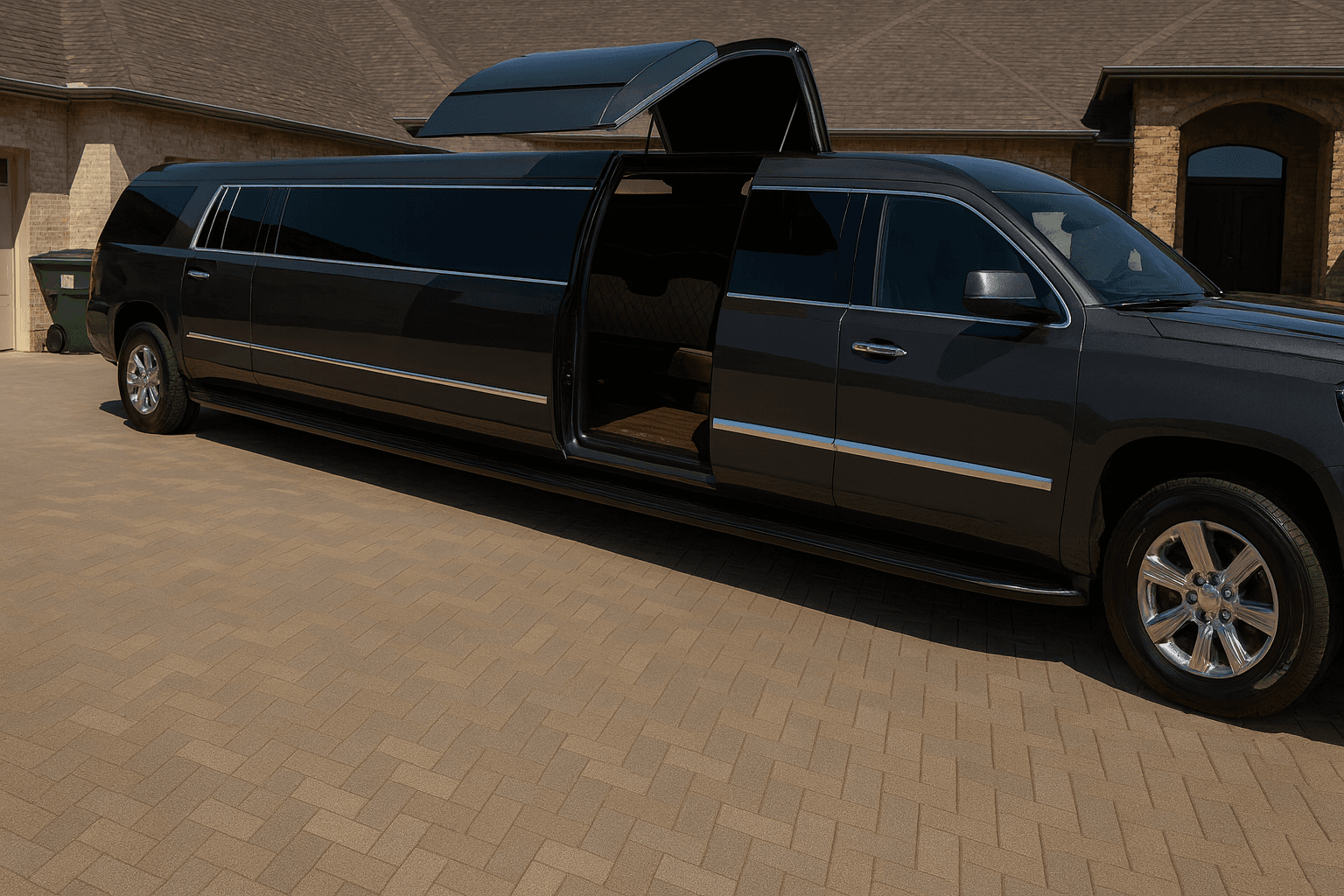18 Passenger Limousine exterior, a limousine available for rent in Fort Worth, TX