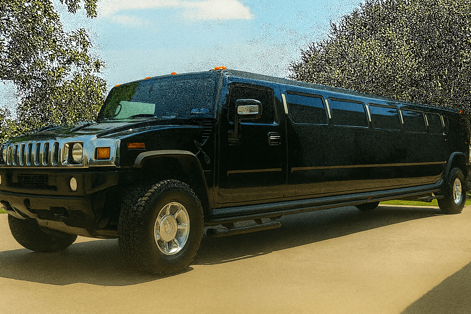 22 Passenger Limousine exterior, a limousine available for rent in Fort Worth, TX