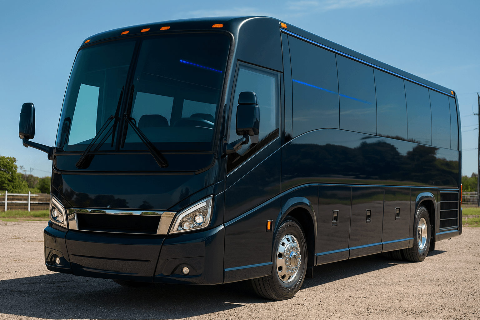 40 Passenger Coach Bus exterior, a coach bus available for rent in Fort Worth, TX