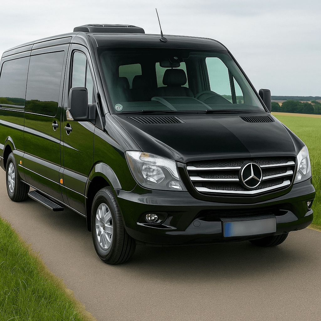 8 Passenger Executive Sprinter exterior view, available for rent in Fort Worth, TX