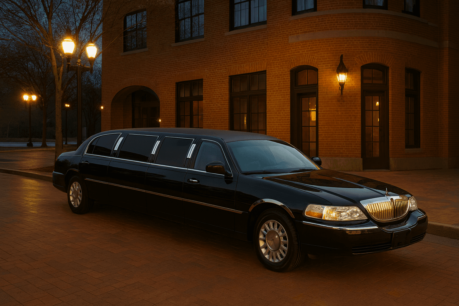8 Passenger Limousine exterior view, available for rent in Fort Worth, TX