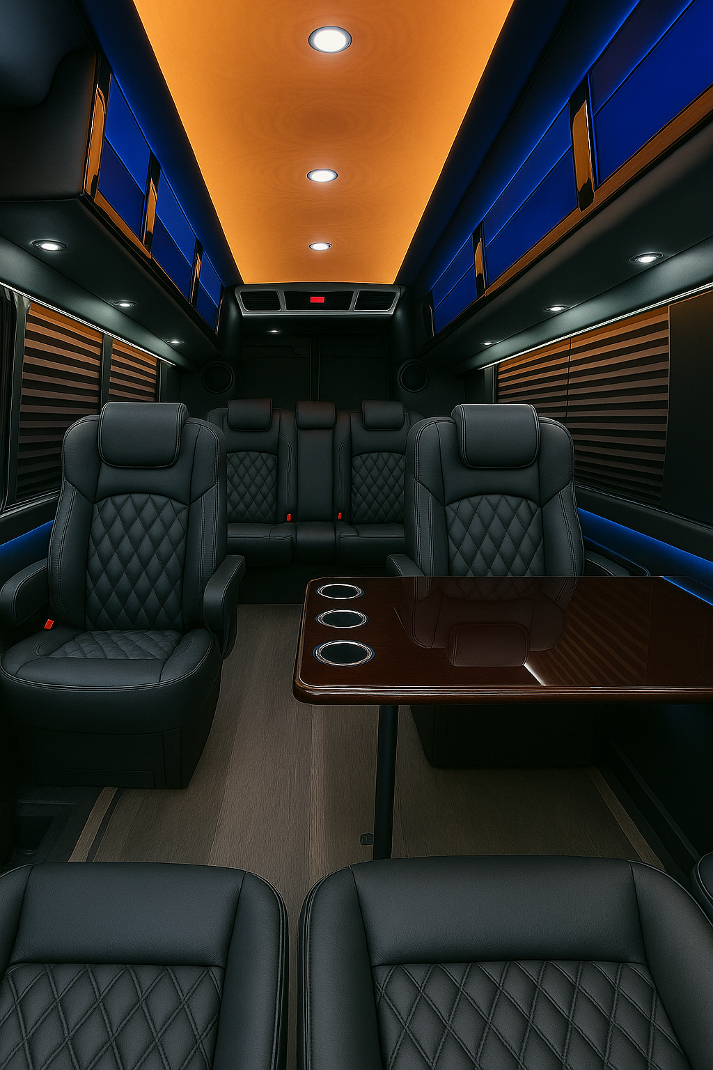 14 Passenger Executive Sprinter interior view — Executive Seating, Climate Control
