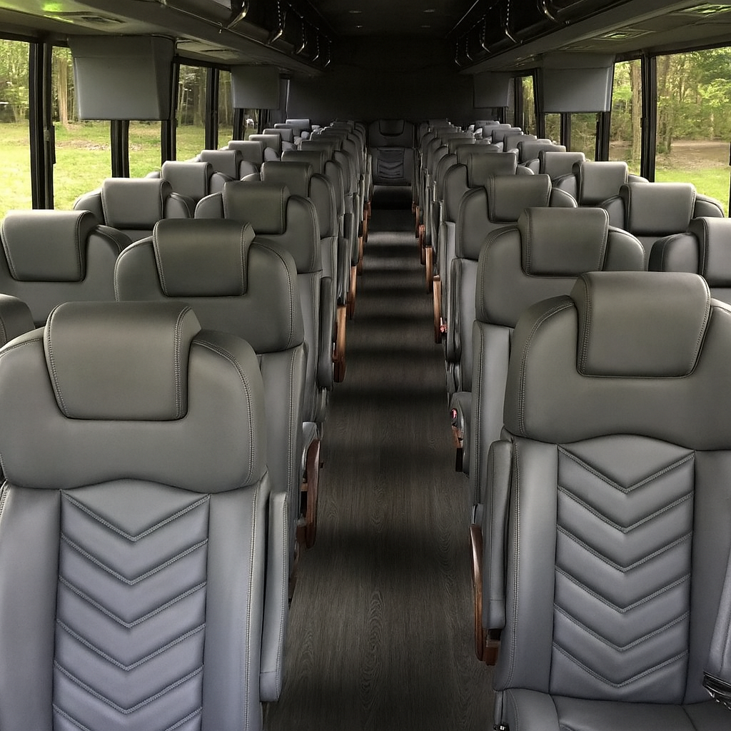 42 Passenger Coach Bus interior view — Comfortable Seating, Seatbelts